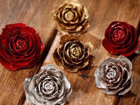 Róża cedrowa  6 szt/op  złoto-srebro-bordo