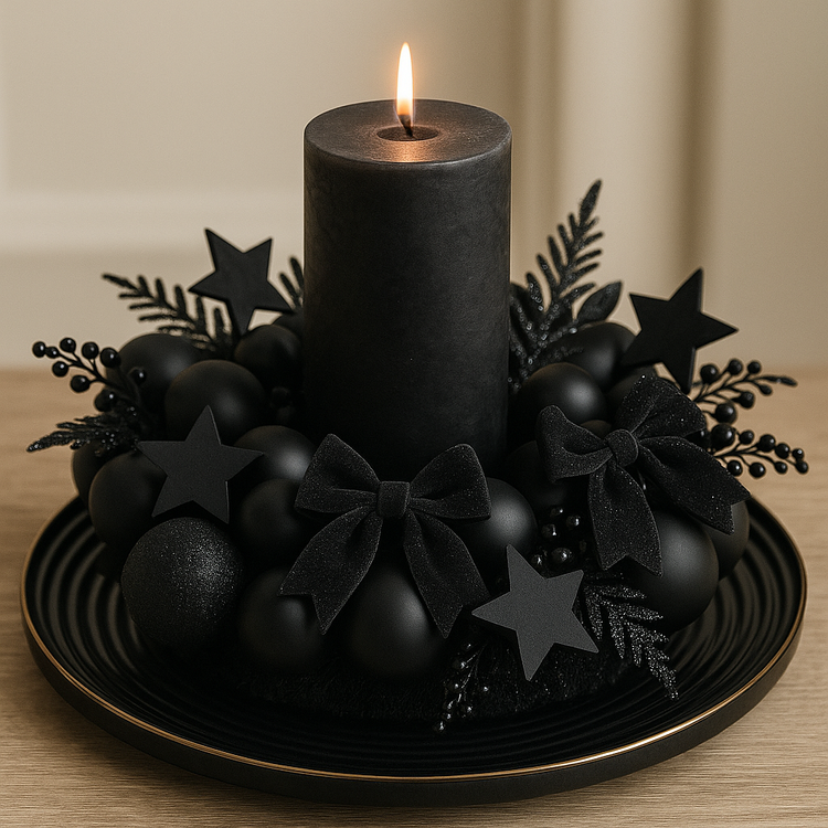 Gwiazdki drewniane czarne 3 cm – ozdoby świąteczne glamour do stroików, wieńców i eleganckich dekoracji (12 szt.)