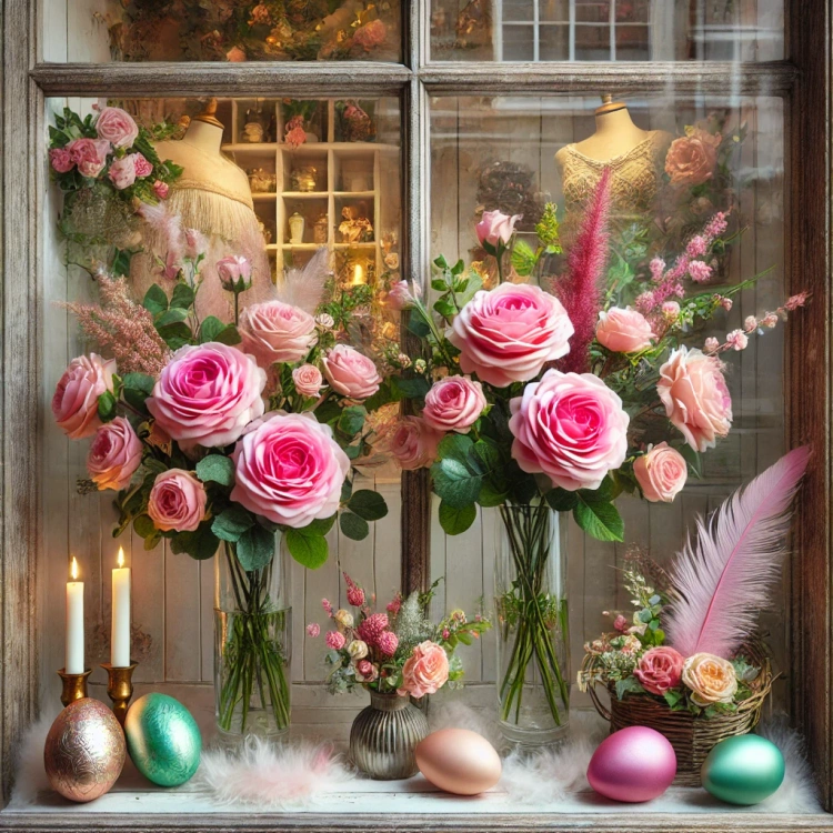 kwiaty do wiosennych dekoracji na łodygach Sztuczny kwiat Róża różowa na gałązce