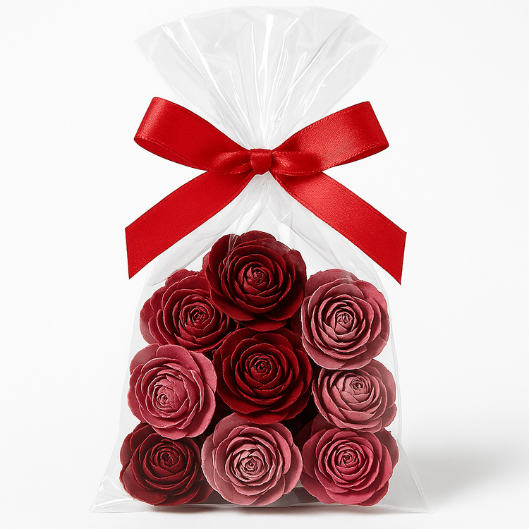 Zestaw 12 róż cedrowych w woreczku prezentowym – eleganckie, naturalne dekoracje GrandDeco