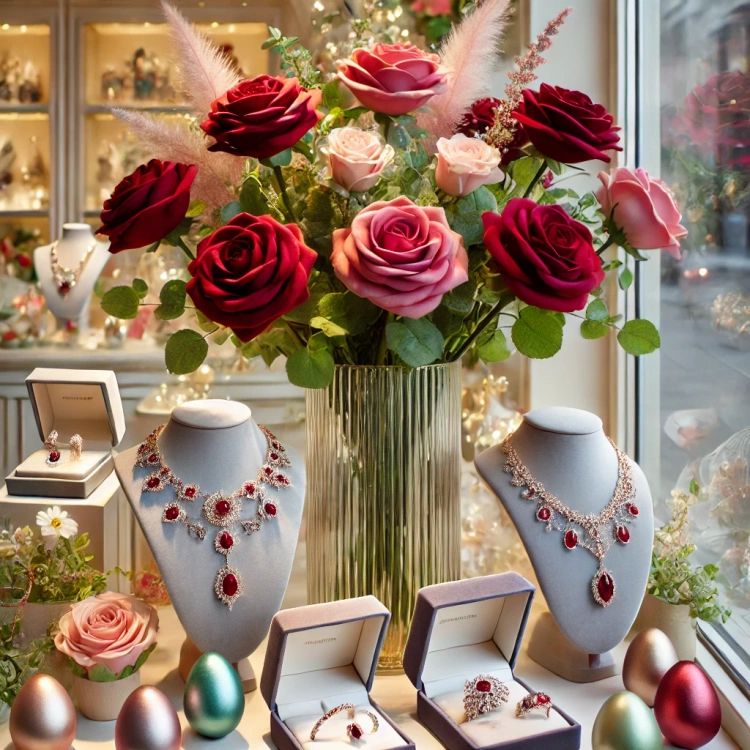 Ozodby do wiosennych dekoracji Sztuczny kwiat czerwona róża na łodydze 