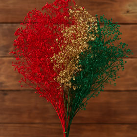 Świąteczny Bukiet Gipsówki – Czerwono-Złoto-Zielony, Kolekcja GrandDeco, 30–40 cm