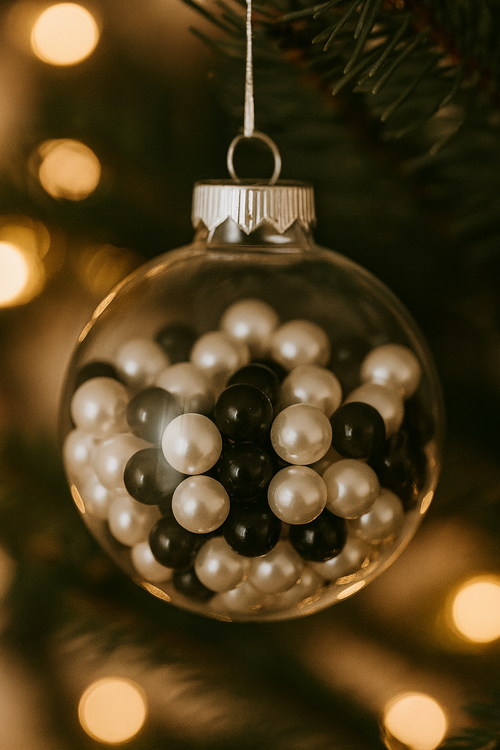 Perełki dekoracyjne czarno-białe 50 g (ok. 250 szt.) – do bombek, stroików, świec, DIY