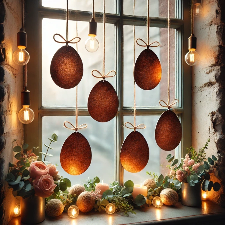 Jajka wielkanocne rdzewione. Zawieszki jajka wielkanocne,świąteczne 80 mm / 4szt.