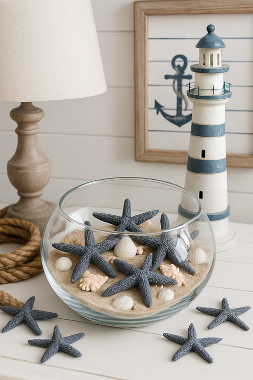 Rozgwiazdy dekoracyjne grafitowe 6–8 cm | Zestaw 6 sztuk