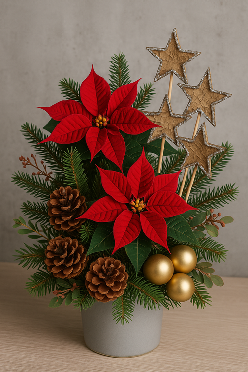 Brzozowe gwiazdki na piku 4/20 cm – naturalna dekoracja świąteczna (6 szt.) | Kolekcja GrandDecoflorystyka 