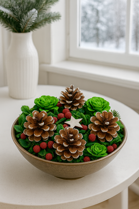 Leśne Potpourri z Szyszek i Zielonych Kwiatów – Naturalna Dekoracja Świąteczna