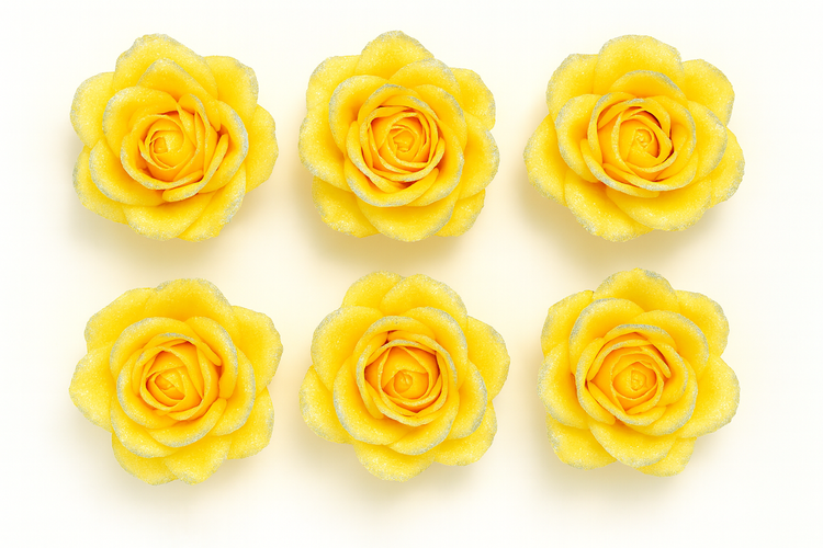 Oszronione główki róż żółtych 12 cm – 6 szt. Dekoracje premium GrandDeco