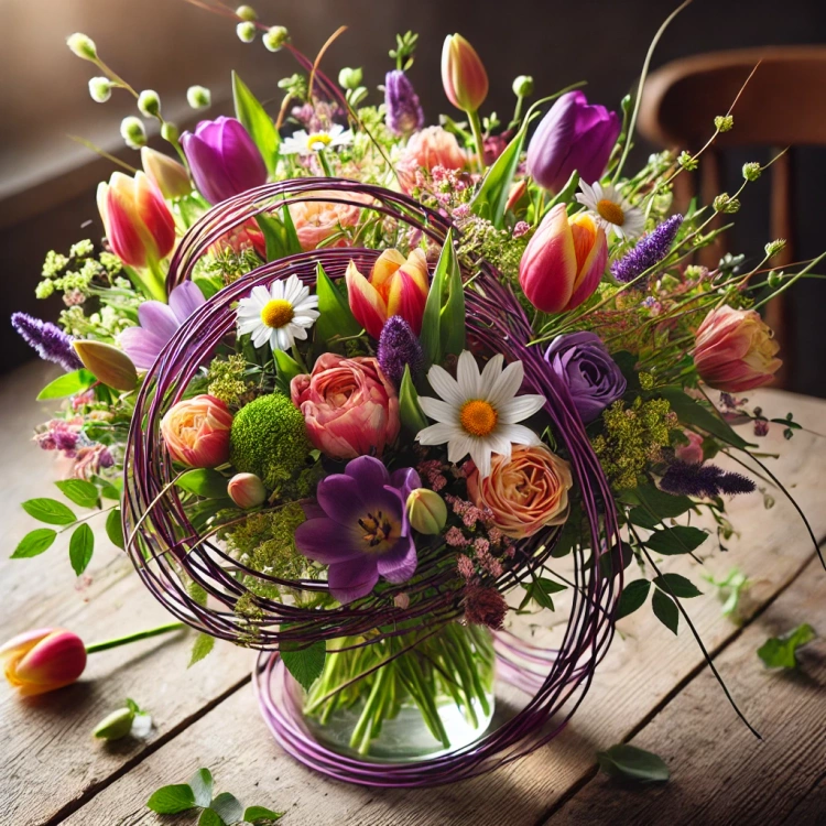 Wiosenne ozdoby Rattan w zwoju 1,75 -100 g - fiolet