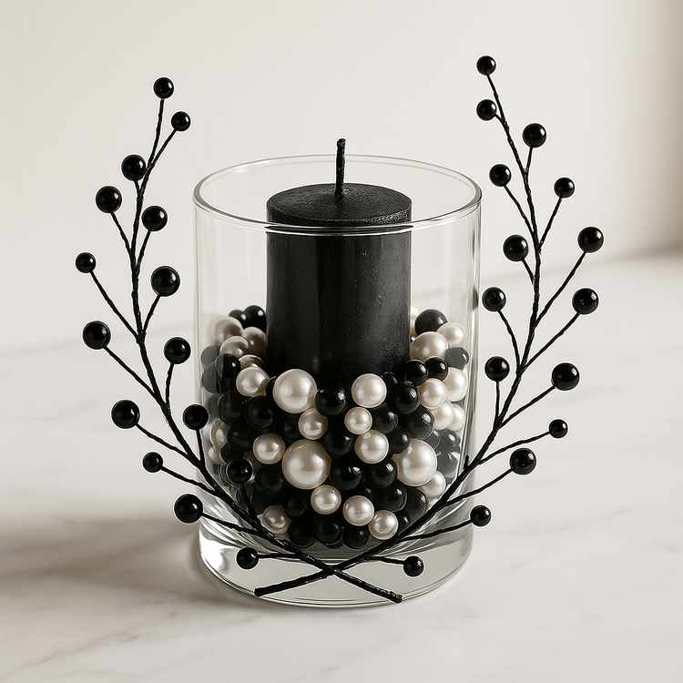 Perełki dekoracyjne czarno-białe 50 g (ok. 250 szt.) – do bombek, stroików, świec, DIY