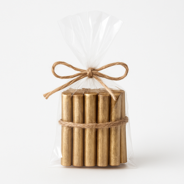 Dekoracja świąteczna Drewno złote dł. 10  - 12 cm  6szt /op