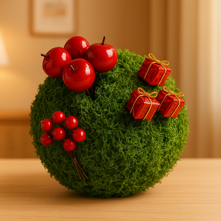 Zestaw DIY Czerwone Dodatki Świąteczne – Jabłuszka duże i małe, Prezenciki na druciku 6 szt. Dekoracje do stroików, wianków, choinek