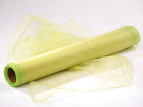 Organza wstążka obszywana, tiul na rolce obszywany 40cm / 900 cm   JASNA ZIELEŃ