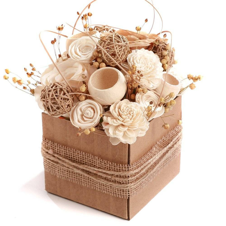 Kwiaty Shola na Drewnianym Piku 20 cm – Zestaw 6 szt. | Kolekcja GrandDeco | Główka 6 cm