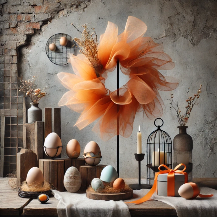 Tiul dekoracyjny pomarańczowy 12 cm x 9 m