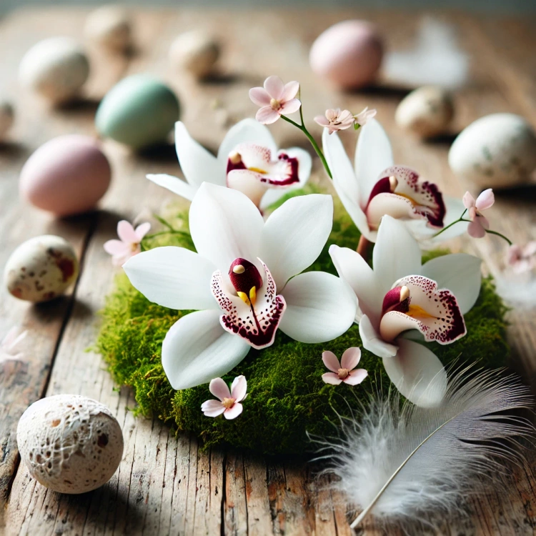 Storczyki sztuczne białe – główki 12 cm (4 szt.) do dekoracji ślubnych, zimowych i florystyki