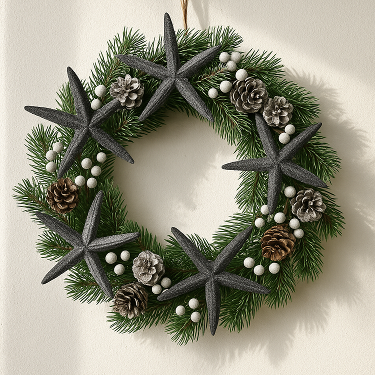 Rozgwiazdy dekoracyjne grafitowe 6–8 cm | Zestaw 6 sztuk