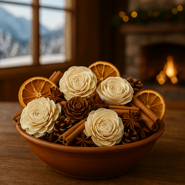 Mieszanka Naturalna GrandDeco – Suszone Kwiaty Shola z Pomarańczą, Szyszkami i Cynamonem (Aromatyczna Kompozycja Świąteczna)