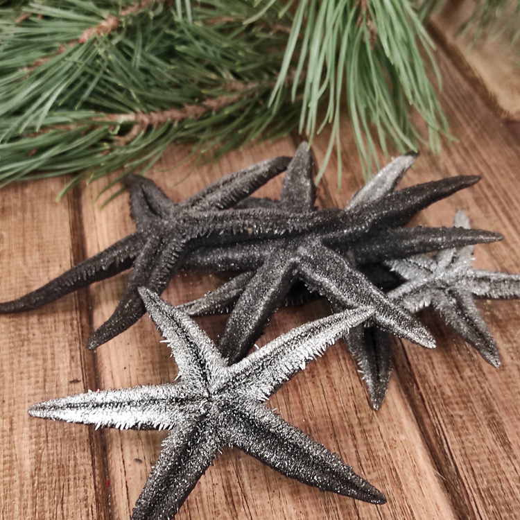 Rozgwiazdy dekoracyjne grafitowe 6–8 cm | Zestaw 6 sztuk