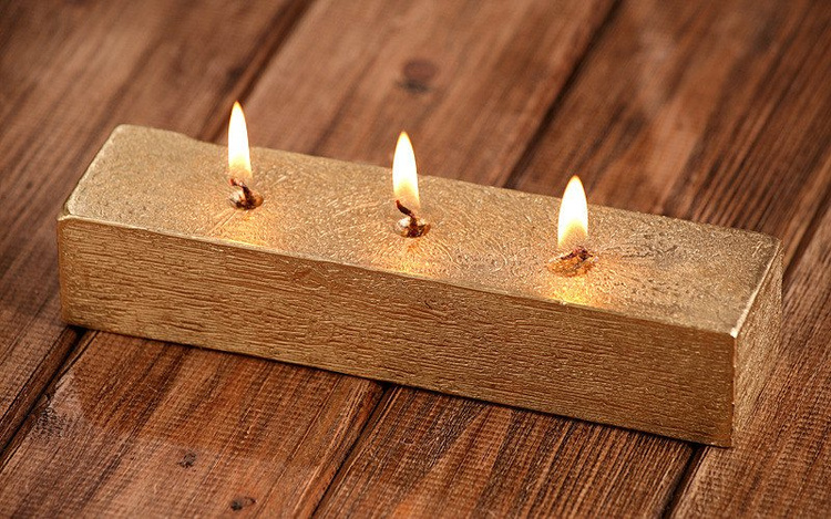 Świeca świąteczna  rustykalna  40/50/200 mm złota