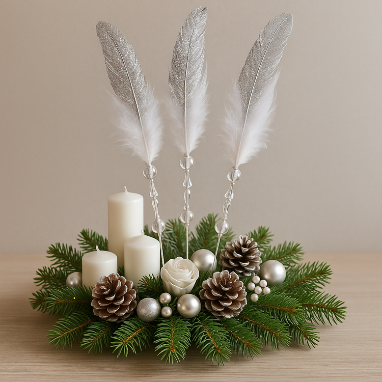 Piórka dekoracyjne na druciku z kryształami 32 cm • komplet ozdobnych piór biżuteryjnych