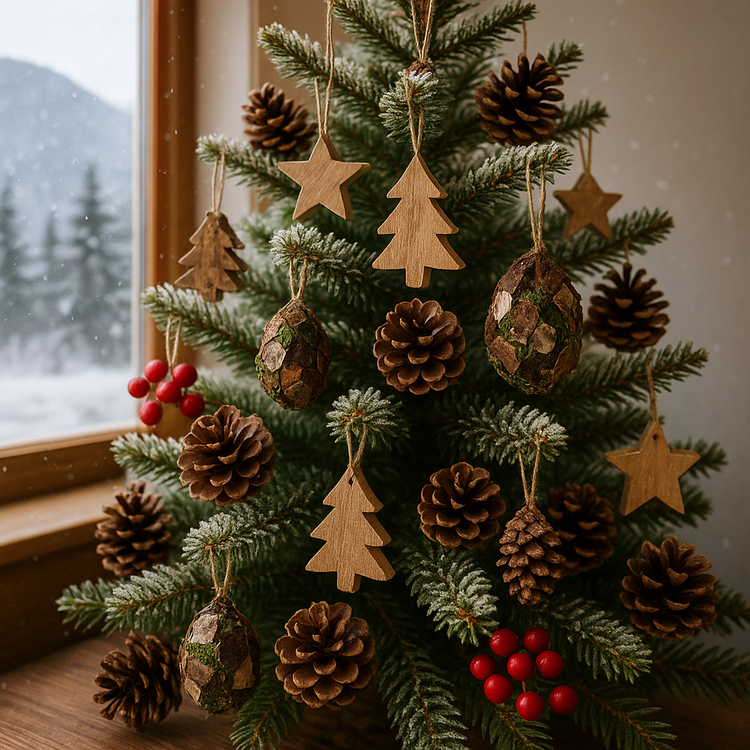 Bombka zawieszka naturalna z kory 16 cm – zestaw 3 szt.