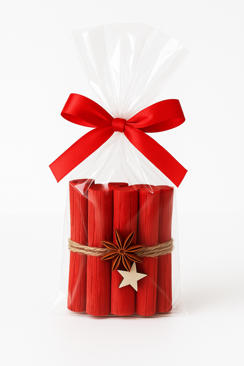 Ozdoby florystyczne Drewno dekoracyjne czerwone dł. 10 - 12 cm  6 /op