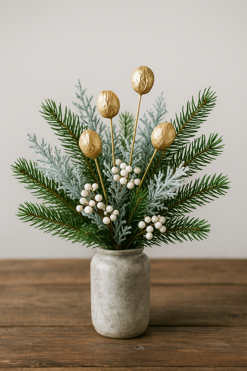 Dekoracyjne orzechy Amra złote na pikach – zestaw 6 szt.