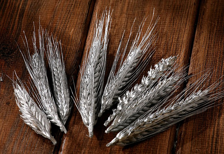 Kłosy zboże dekoracyjne srebrzone ok 10 cm 12 szt /op