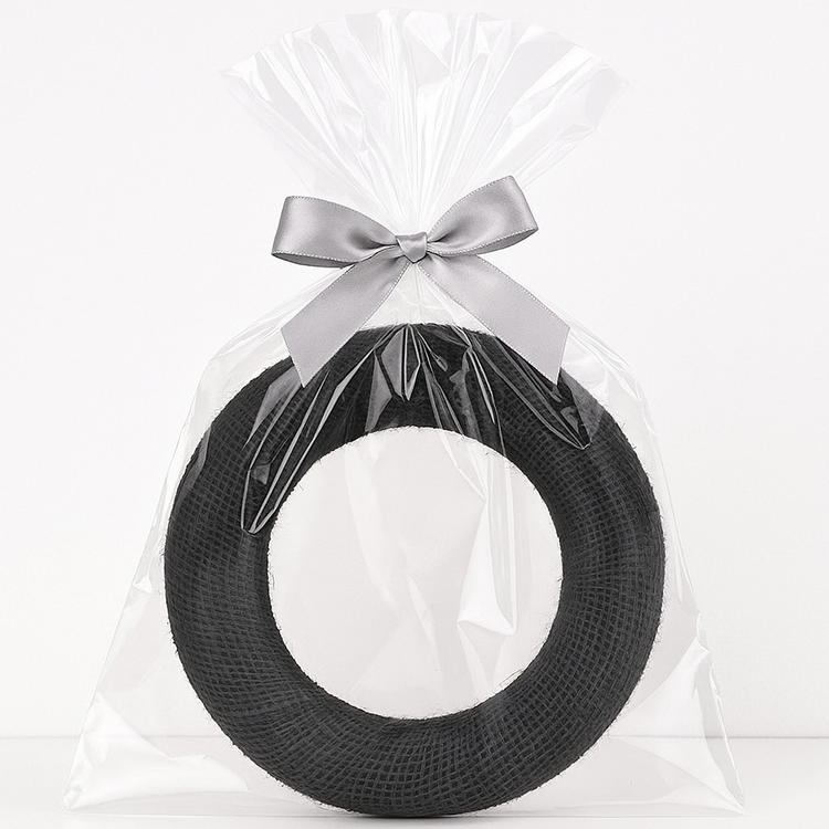 Wianek jutowy czarny – baza dekoracyjna GrandDeco, średnica 25 cm