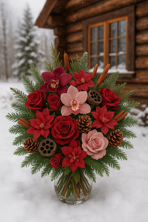 Suszone rośliny do wazonu Bukiet (15 szt) pałki wodnej wrzosowo-beżowy