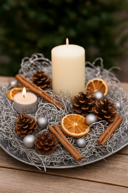 Srebrne korzonki dekoracyjne 0,5L, loft glamour, ozdoby świąteczne DIY