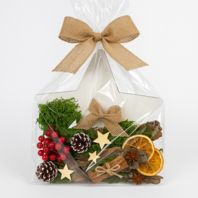 Zestaw DIY Świąteczna Dekoracja na Gwiazdzie 26 cm – Naturalne dodatki – GrandDeco – Stroik Bożonarodzeniowy