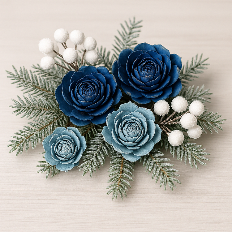 Róże Cedrowe 12 szt. Zimowa Kolekcja GrandDeco – Naturalne Ozdoby DIY 3–4 cm