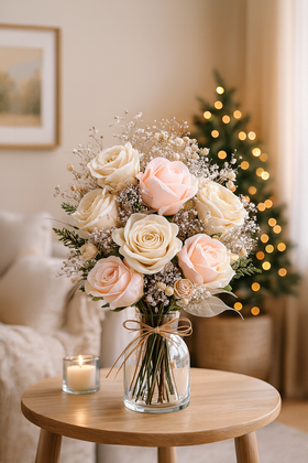 Delikatny bukiet w odcieniach ivory i pastelowego różu – naturalna elegancja i lekkość