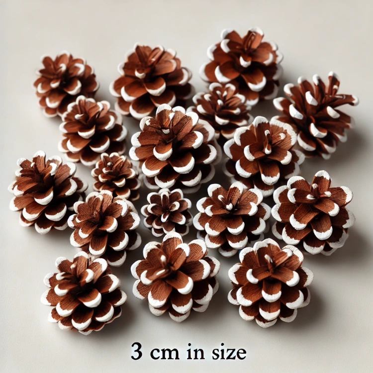Szyszki sosny z ręcznie bielonymi brzegami – zestaw 60 sztuk | 