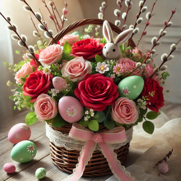 Ozodby do wiosennych dekoracji Sztuczny kwiat czerwona róża na łodydze 