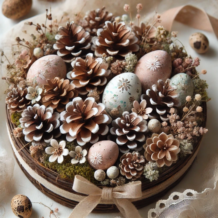 Szyszki sosny z ręcznie bielonymi brzegami – zestaw 60 sztuk | 