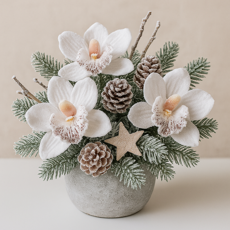 Ośnieżone Główki Storczyka – Zestaw 4 szt. (Średnica 12 cm)