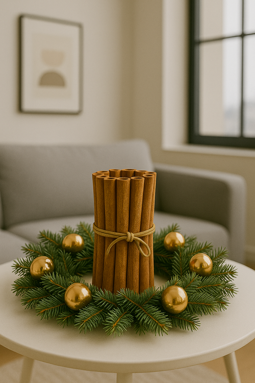 Cynamonowy Snopek GrandDeco 25 cm – elegancka dekoracja brązowo-złota (12 lasek)