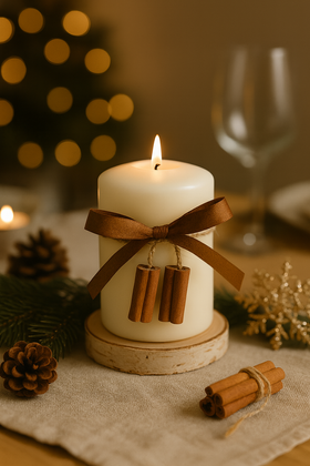 Świeca cynamonka  – 15 h palenia | zimowa dekoracja premium