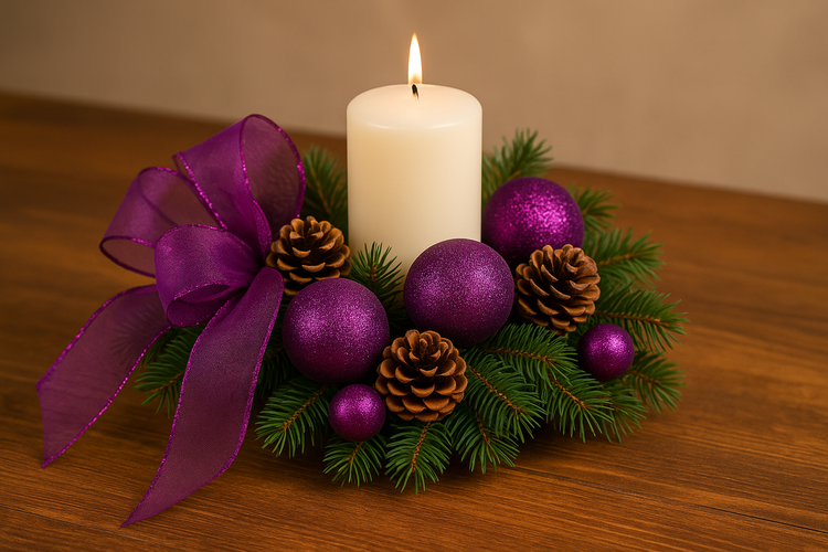 Wstążka świąteczna tiulowa obszywana – fioletowa 12 cm x 900 cm