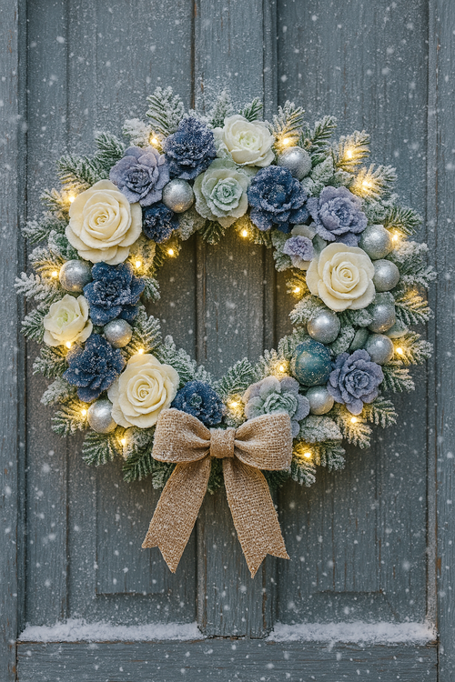 Zimowy wianek świąteczny z oświetleniem LED 25–30 cm – Kolekcja GrandDeco