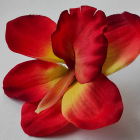Storczyki sztuczne ciemnopomarańczowe – główki 12 cm (4 szt.) do dekoracji jesiennych, świątecznych i florystyki DIY