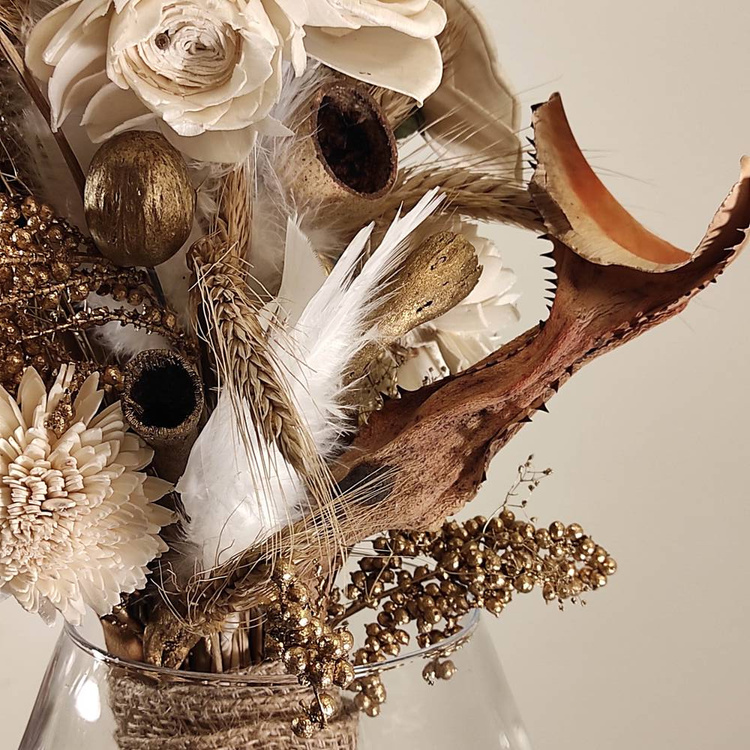 Prezent Naturalny Bukiet herbata potpourri świeca PREZENT RZEŹBA FLORALNA