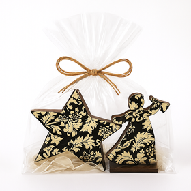 Zestaw prezentowy: dekoracyjna gwiazda i figurka anioła w stylu glamour – czarno-złote ornamenty
