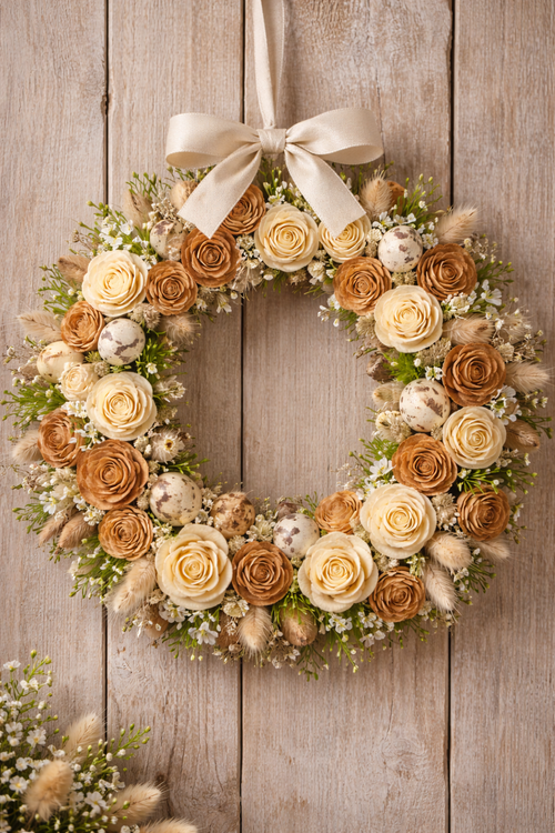 Kwiaty sola mix ecru & jasny brąz GrandDeco – 60 szt., 2–6 cm | naturalna dekoracja