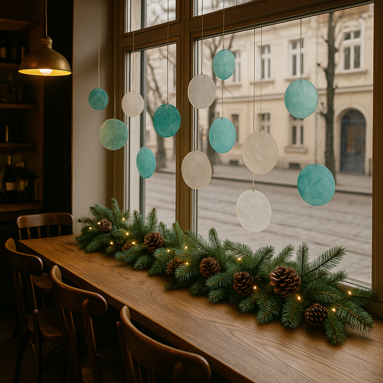 Muszle Capiz 7–11 cm 12 szt – GrandDeco  Naturalne, perłowe krążki do dekoracji świątecznych i zimowych aranżacji