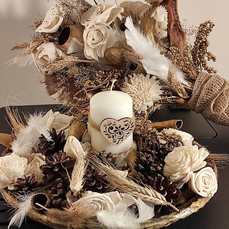 Prezent Naturalny Bukiet herbata potpourri świeca PREZENT RZEŹBA FLORALNA