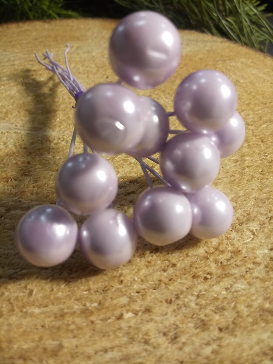 Perełki koraliki na druciku, wiązka lawenda 10mm/10 cm, koraliki cena za wiązkę 12 szt
